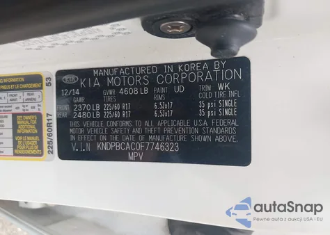 2015 Kia Sportage Lx z USA, uszkodzony, nr VIN KNDPBCAC0F7746323